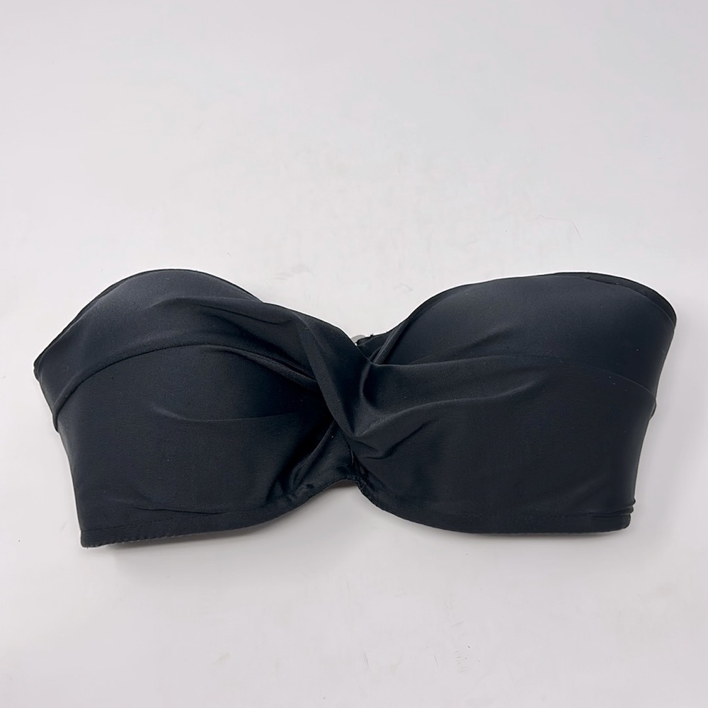 H2oh! Black Strapless Bandeau Twist Bathing Suit Bikini Swim Top Size Medium
